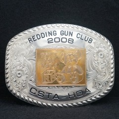 WD01159 VINTAGE 2008 **REDDING GUN CLUB** TOY&rsquo;S FOR TOTS HOA TROPHY BELT BUCKLE