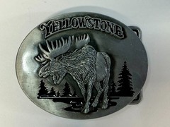YELLOWSTONE National Park Moose Elk Wildlife Scene Silver Color Belt Buckle