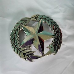 Silver Star Laurel Wreath Belt Buckle Western Americana Military Style Accessory