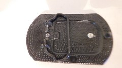 Gold & black belt buckle with brown stone