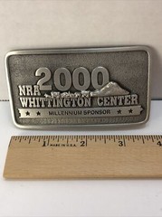 NRA Whittington Center 2000 Millennium Sponsor Belt Buckle 3 3/4&Prime; x 2&Prime; Pewter