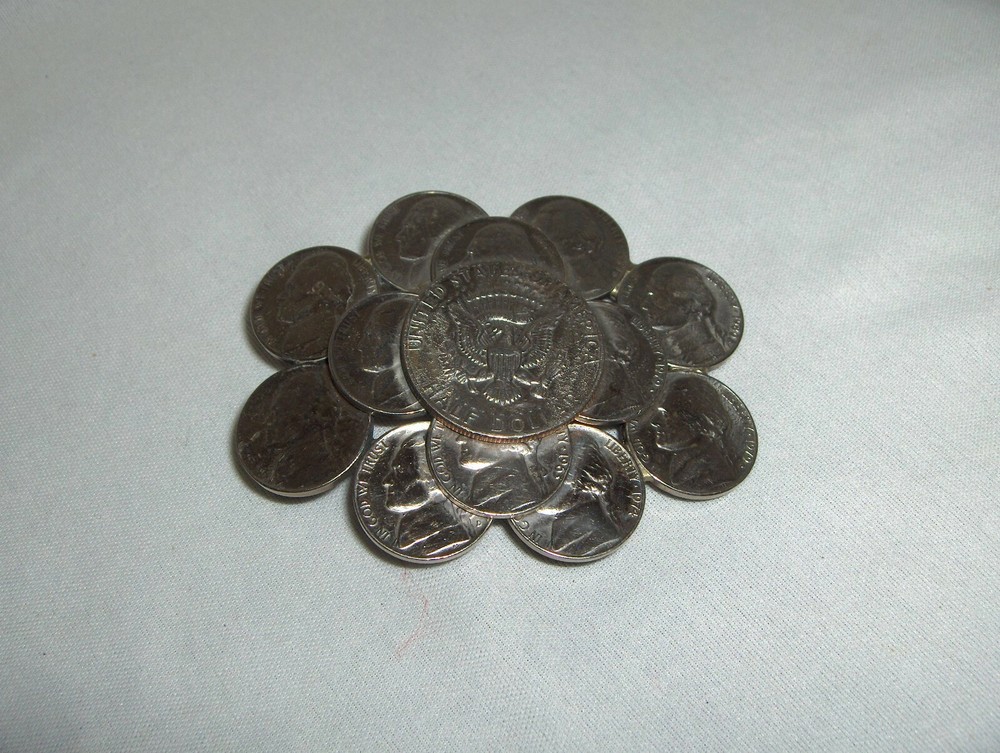 Vintage Jefferson Nickel Coin Belt Buckle Half Dollar 3.50&Prime; x 2.50&Prime; NICE