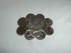 Vintage Jefferson Nickel Coin Belt Buckle Half Dollar 3.50&Prime; x 2.50&Prime; NICE