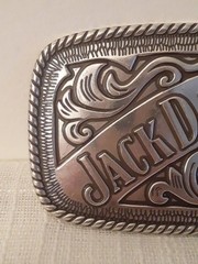 Jack Daniel&rsquo;s Old No.7 2005 Silver Metal Belt Buckle With Rope Style Border