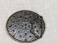 vintage Y2K belt buckle RHINESTONE webbed WESTERN brass cowboy STUDDED