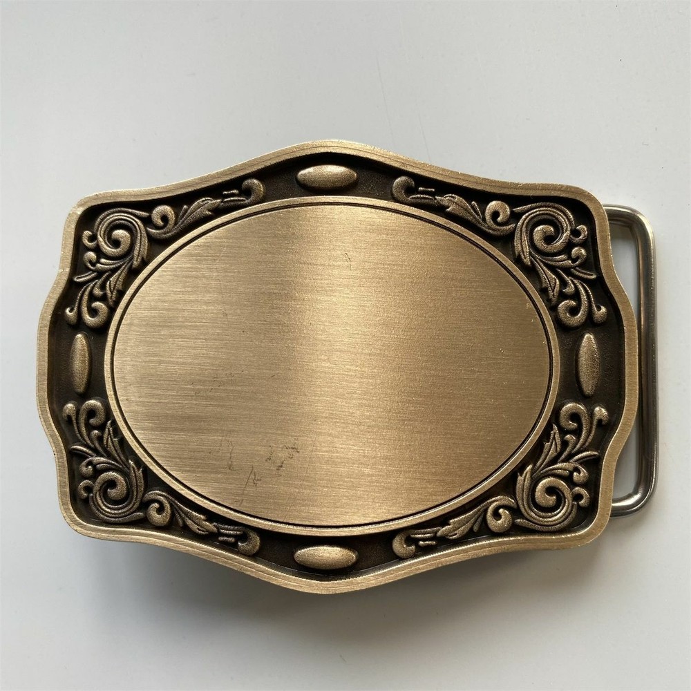 Western Edge Flower Trims Bronze Plated Blank Metal Belt Buckle