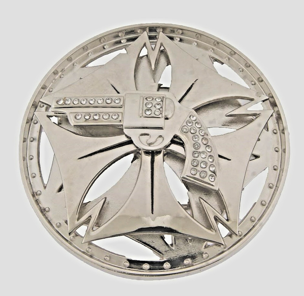 Spinner Gun Belt Buckle Silver Chrome Metal Western Real Cowboy Men Style Rodeo