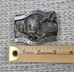 Vintage Bergamot Brass Works Belt Buckle Mens Alaska Is What America Was 1981
