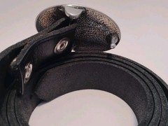 Oval Celtic St.JUSTIN IRISH CELTIC BELT Buckle & Black Leather Belt Combo 45&Prime;
