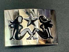 DOUBLE Sexy Mudflap Girl Truckers Silhouette Polished Reflective belt buckle