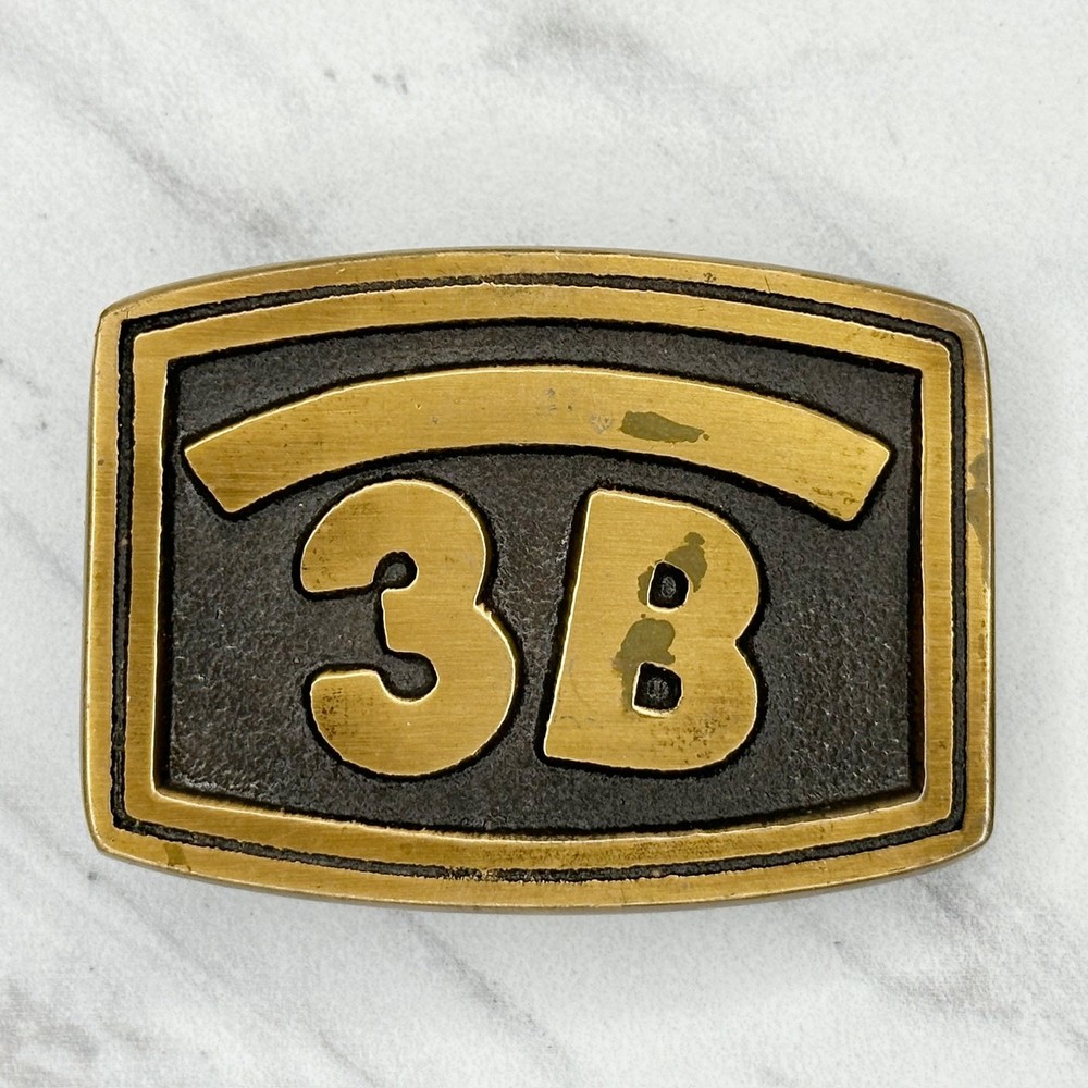 Vintage Spec Cast 3B Belt Buckle Brass Tone Metal