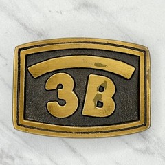 Vintage Spec Cast 3B Belt Buckle Brass Tone Metal