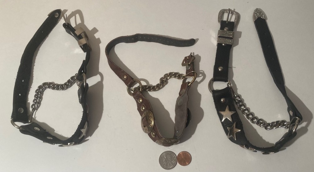 Vintage Lot of 3 Leather and Metal Horse Accessories, Bits, Bridle, Harness, Nic