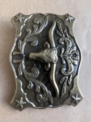 New Ancient Gold Patina Western Cowboy Belt Buckle Symmetrical Bull Head Buckle