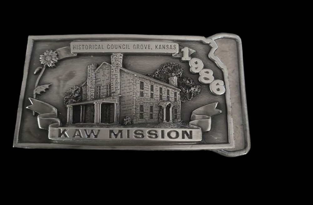 Kaw Mission Kansas Historical Place Church Boarding School Vintage Belt Buckle