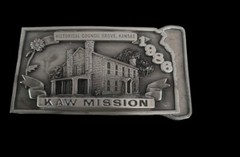 Kaw Mission Kansas Historical Place Church Boarding School Vintage Belt Buckle