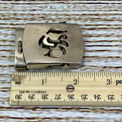 Initial Belt Buckle Silver Tone Calligraphy Letter Cutout Design