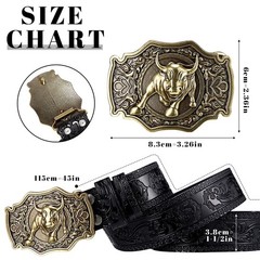 Western Belt Leather Belt with Buckle Cowboy Buckle Belt with Longhorn S…