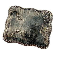 Rhinestone Bling Belt Buckle Rectangle Silver Pewter Tone Western Y2K