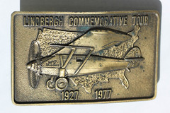 Vintage Brass Tone 1977 LINDBERGH COMMEMORATIVE TOUR BELT BUCKLE
