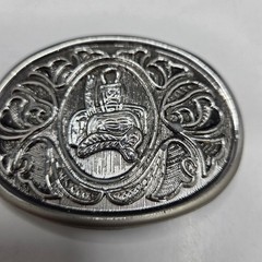 Avon Belt Buckle Vintage Western Horse Saddle Silver Tone Oval Scrollwork G7/67