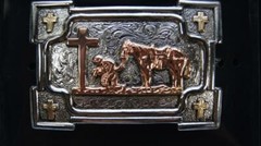 Crumrine Western Belt Buckle Cross Kneeling Praying Cowboy C10103