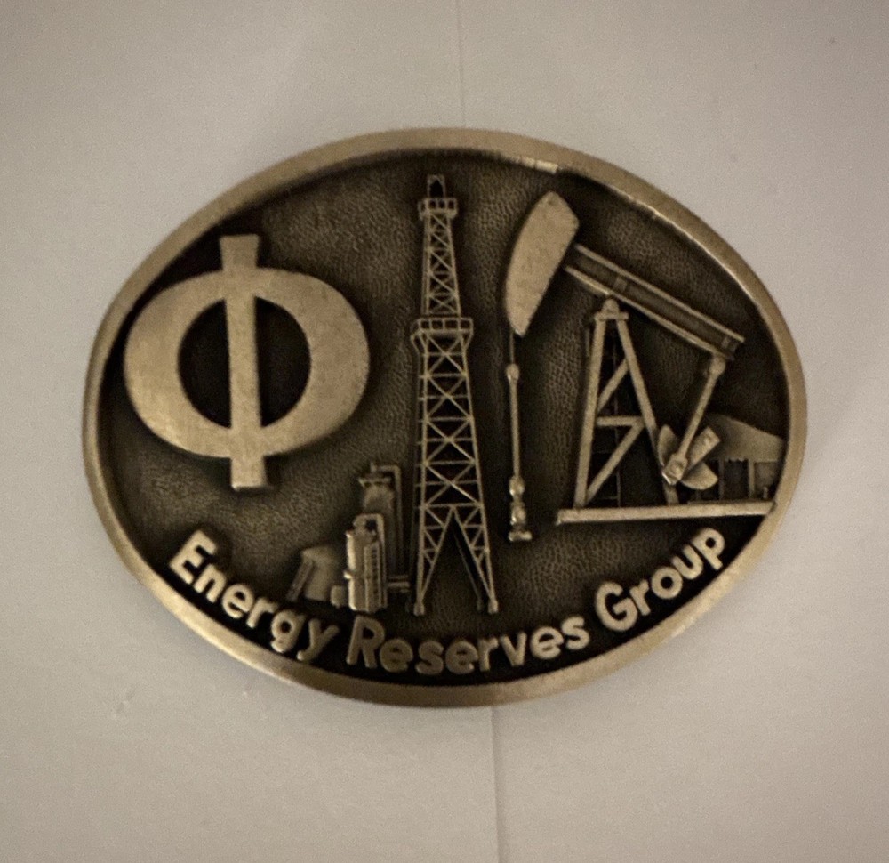 Vintage Metal Western Belt Buckle Oil Pumpjack Oval Silver/Black 1.75&Prime;