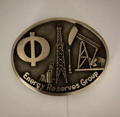Vintage Metal Western Belt Buckle Oil Pumpjack Oval Silver/Black 1.75&Prime;