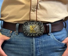 Belt Buckle With Initial Men Vintage Letters Rodeo Western Cowboy Alphabet USA