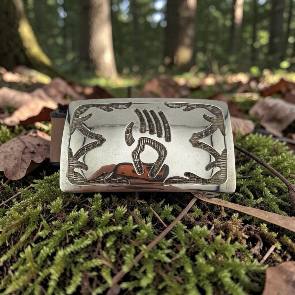 .925 Sterling Silver Bear Claw Belt Buckle – 26.97g