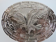 Flying Eagle Silver Tone Ornate Metal Belt Buckle Oval New