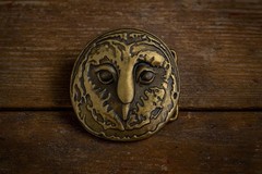Vintage Brass Owl Head Belt Buckle Bird Lover Western Cowboy Gift Retro