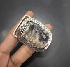 Tiger Dendrite Opal Gemstone 925 Sterling Silver Handmade Belt Buckles Gift For