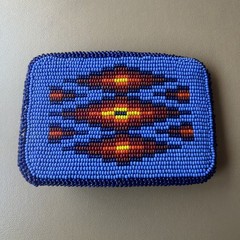 Vintage Hand Made Native American Tribal Leather Back Seed Bead Belt Buckle