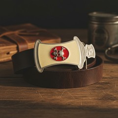 Men Silver Metal Street Fashion Cream Belt Buckle Graffiti Spray Paint Skull