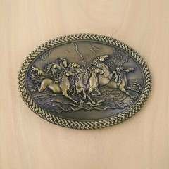 BRONZE HERD OF HORSES METAL BELT BUCKLE COWBOY & WESTERN ANIMAL HEBILLA #125