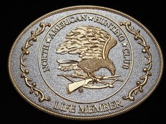 OC19169 *NOS* REALLY NICE **NORTH AMERICAN HUNTING CLUB LIFE MEMBER** BUCKLE