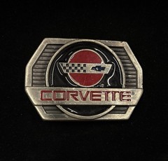 vintage Chevrolet Corvette belt buckle iconic crossed-flags logo RARE