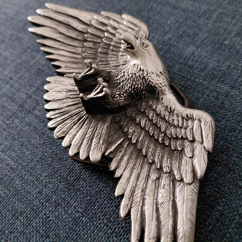 Flying Eagle Belt Buckle Pewter Great American Products USA 1996 Lifelike Y2K