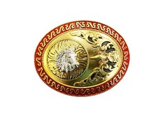 Western Buckle Oval Silver Gold Red Horse Head Cowboy 2 » Hebillas Vaqueras