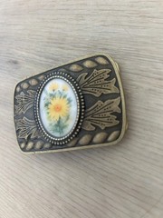 Country Daisy Belt Buckle Whimsical Yellow Flower Western Style Fits 1.5in Belt