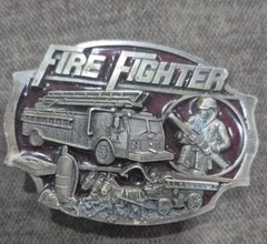 Vintage 1989 Fire Fighter Belt Buckle Fire Department AG-13 Arroyo Grande