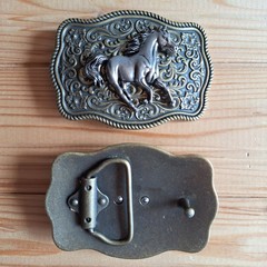 Horse western country bronze & metal belt buckle