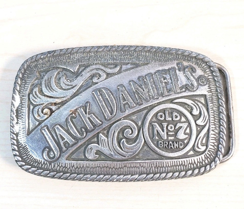 Jack Daniels Belt Buckle Silver Tone Old No.7 Whiskey Western Cowboy Metal 5007