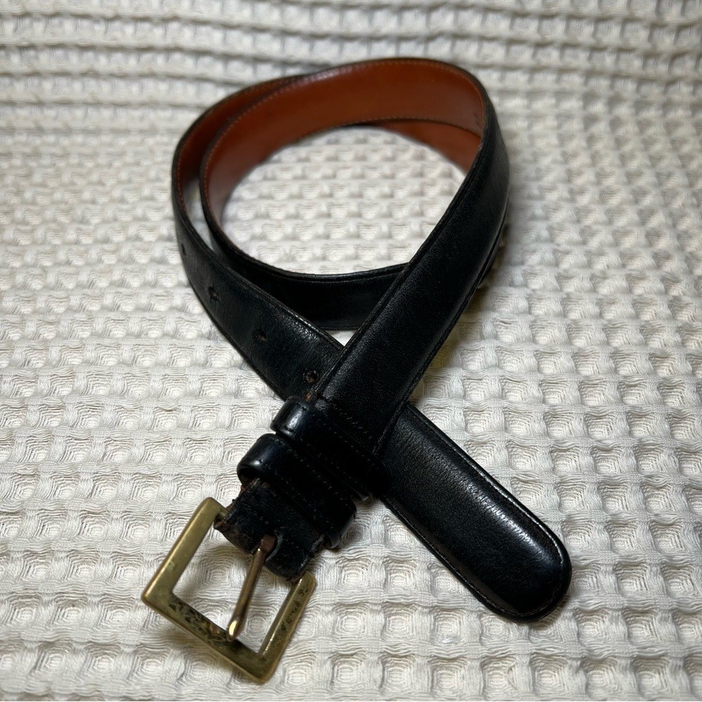 Coach | Size 34 inch Black and Brown Leather Belt with Silver Buckle