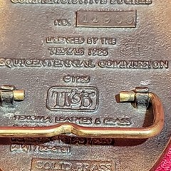 3.5&Prime; TEXAS SESQUICENTENNIAL BELT BUCKLE Numbered VINTAGE 1986 Brass metal Texoma