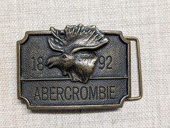 Y2K vintage ABERCROMBIE & FITCH belt buckle SOLID BRASS western 1990s moose A&F