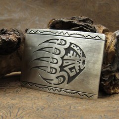 Sterling Silver Overlay Bear Claw Design Belt Buckle+
