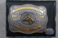 Crumrine Western Horse Head Silver and Gold tone Belt Buckle 3807207