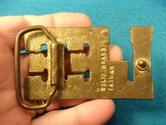 EXCELLENT OLDER VTG SOLID BRASS MEN&rsquo;S BELT BUCKLE FROM TAIWAN: NAME OF « LEE »